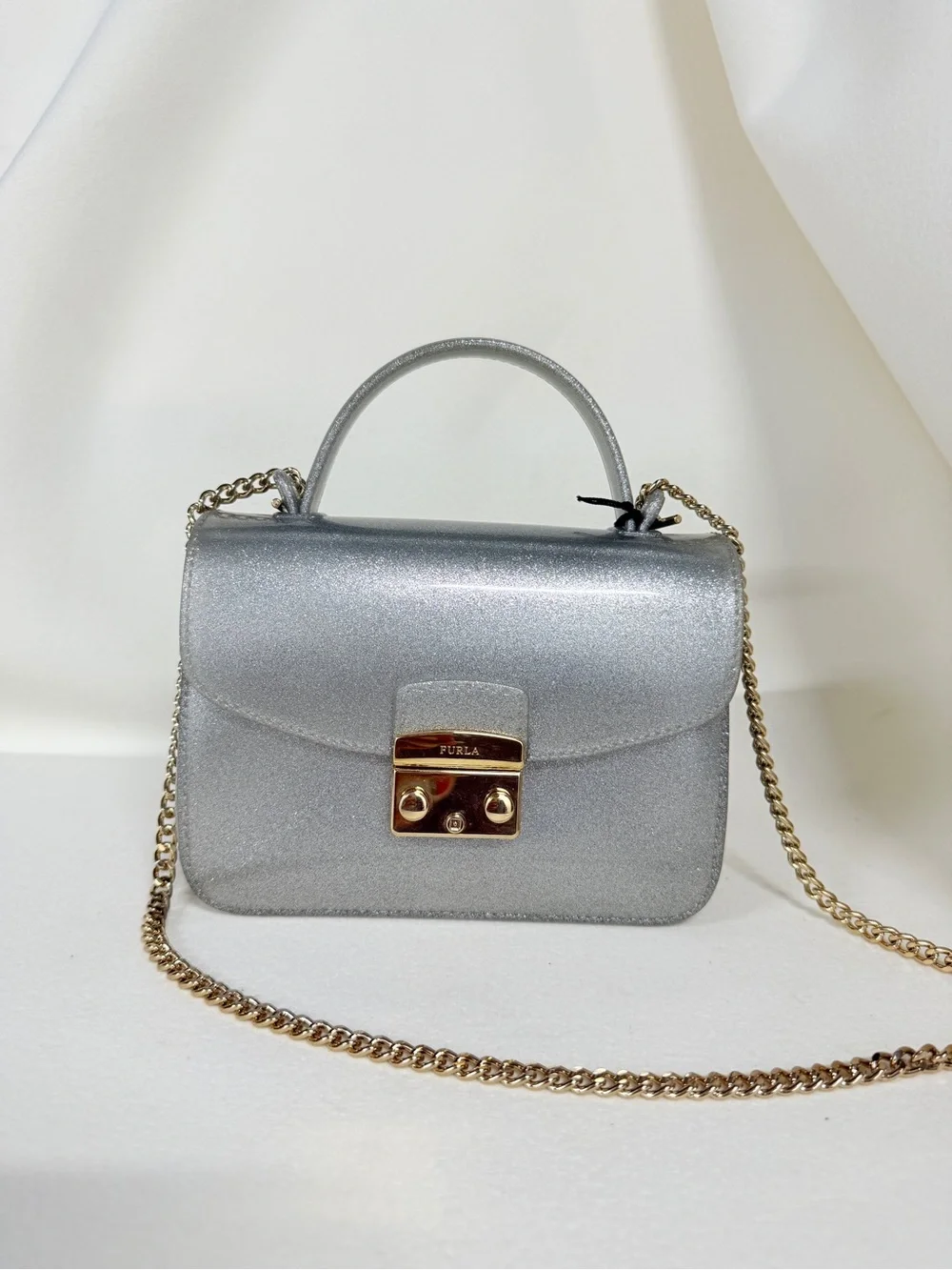Furla Candy Meringa Mini Crossbody Bag In Silver